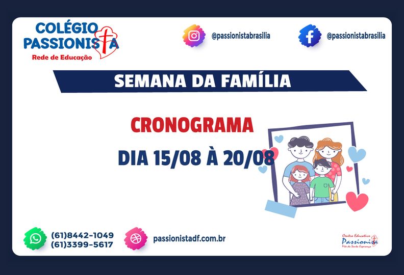 Semana da Famlia - Cronograma Me da Santa Esperana