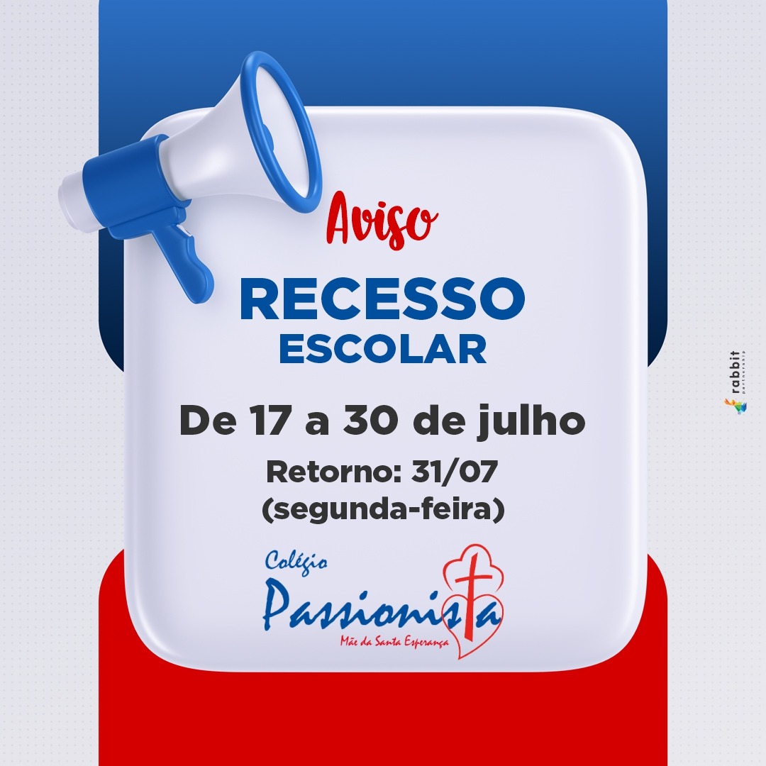 Aviso de Recesso Escolar Me da Santa Esperana