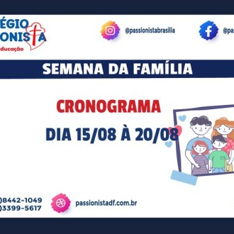 Semana da Famlia - Cronograma - Me da Santa Esperana